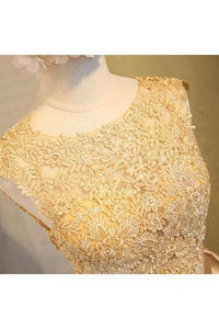 Light beads satins lace round neck homecoming dress RS384