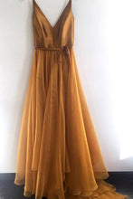 Load image into Gallery viewer, Spaghetti Strap A Line V Neck Formal Cheap Long Prom Dresses Evening Dresses RS360