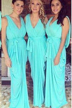 Load image into Gallery viewer, New Arrival Chiffon Blue V-Neck Long Bridesmaid Dress BD1628