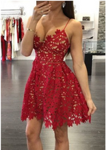 Load image into Gallery viewer, Lace Unique Homecoming Dress Graduation Dress Prom Dress for Teens RS17