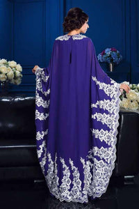 A-Line Princess Scoop Appliques Long Sleeves High Neck Chiffon Mother of the Bride Dresses RS887