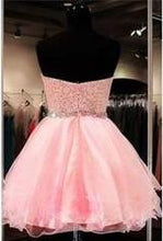 Load image into Gallery viewer, 2024 Lace Short Blush Pink Strapless Sweetheart Sweet 16 Dress Homecoming Dresses H28