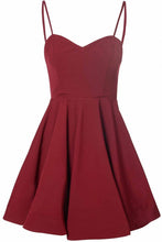 Load image into Gallery viewer, Simple A-Line Spaghetti Straps Satin Burgundy Short Homecoming Dress With Pleats RS13
