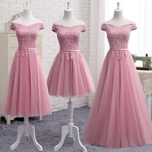 A-Line Gray Lace Off the Shoulder Tulle Lace-up Sweetheart Prom Dresses RS157