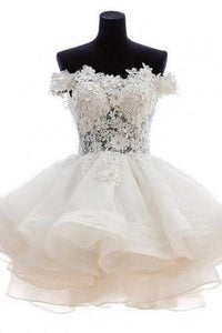 Cute A-line Off-the-shoulder White Mini Homecoming Prom Dress RS458