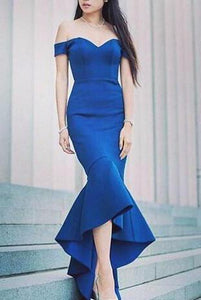 Charming Royal Blue Off-the-Shoulder Mermaid Sexy Sweetheart Formal Evening Dresses RS252