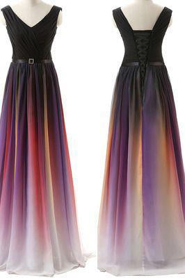 Gradient purple A-line long prom Dress formal prom dress new arrive evening dress UK 2024 BD2806
