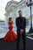 Red Chic Sweetheart Strapless Sleeveless Mermaid Satin Prom Dresses RS761