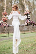 Load image into Gallery viewer, Affordable Unique Design Lace Top Long Sleeves Mermaid Long Wedding Dress RS261