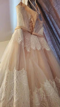 Load image into Gallery viewer, Lace Boho Spaghetti Straps Tulle Long A Line Wedding Dresses