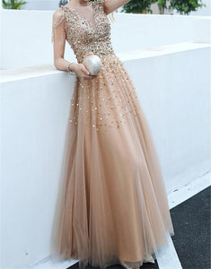 A-line Evening Dress Beading Party Dress Formal Evening Gown