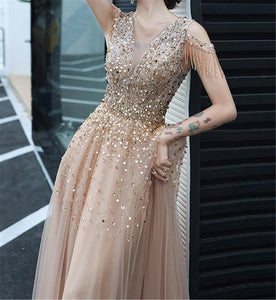 A-line Evening Dress Beading Party Dress Formal Evening Gown