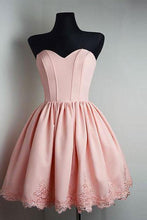 Load image into Gallery viewer, Strapless Sweetheart Short Pink Ball Gown Cute Mini Open Back Homecoming Dress RS169
