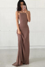 Load image into Gallery viewer, Open Back Chiffon Spaghetti Straps Criss Cross Spandex Mermaid Long Prom Dresses RS51