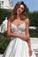 Satin Neckline A-line Open Back Lace Wedding Dress With Pockets Lace Appliques RS497