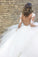 White Excellent Tulle Bateau Neckline Long Sleeves A-line Appliques Wedding Dresses RS615