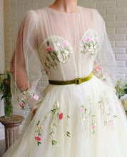 Load image into Gallery viewer, A-line Long Sleeves Tulle Long Prom Dress