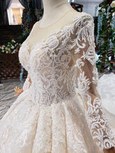 Load image into Gallery viewer, Princess Long Sleeve Beads Lace Appliques Ivory Prom Dresses Quinceanera Dresses P1070