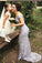 New Arrival Off The Shoulder Grey Beads Backless Mermaid Long Prom Dresses RS427