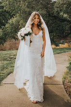 Load image into Gallery viewer, Rose Lace Sweetheart Boho Wedding Dresses Spaghetti Strap Beach Wedding Dresses JS381
