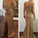 Sexy Mermaid Spaghetti Straps Slit Gold V Neck Sequins Long Sleeveless Prom Dresses RS50