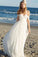 Flowy Unique Ivory Chiffon Off The Shoulder Lace Up Beach Wedding Dresses