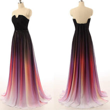 Load image into Gallery viewer, Long Sexy Gradient Ombre Sleeveless Black Navy Blue Chiffon A-Line Prom Dresses RS161