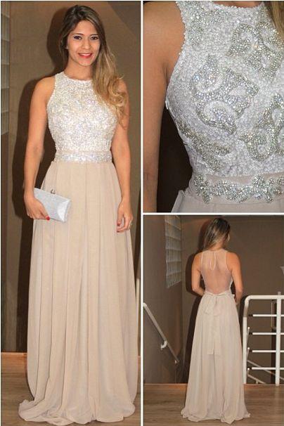 champagne long prom dress charming sparkle backless prom dress 2024