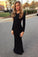 New Style Black Elegant Mermaid Simple Scoop Prom Dresses with Long Sleeves For Teens RS28