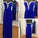 Royal Blue Royal Blue Silver Beaded Beads Sweetheart Chiffon Formal Gown For Senior Teens RS676