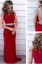Load image into Gallery viewer, Long Prom Dress Red Prom Dress Party Chiffon Prom Dress Sheath Evening Dress Gown RS706