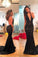 Black Mermaid Backless Sexy Long Open Back Sequins Deep V-Neck Halter Prom Dresses RS175
