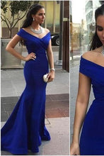 Load image into Gallery viewer, Pd01075 Charming Cap-Sleeves Mermaid Evening Dress Satin Noble Pleat Prom Dresses RS647