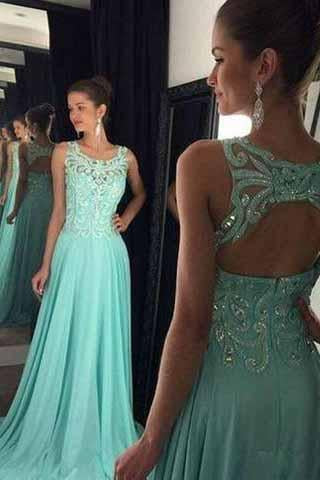 Prom Dresses Hot Simple Teens Fashion Beading Evening Dress Chiffon Prom Gowns RS929