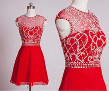 Load image into Gallery viewer, Red Short Homecoming Dresses Homecoming Gown Party Dress Sparkle Prom Gown RS916