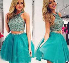 Load image into Gallery viewer, Green Chiffon Prom Dresses Chiffon Backless Open Back Halter Sleeveless Prom Gown RS906