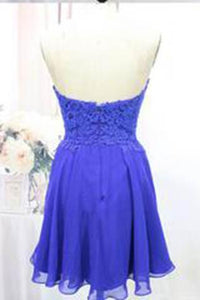 Tulle Lace Homecoming Dress Royal Blue Fitted Homecoming Dress Short Prom Dress RS904