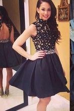 Load image into Gallery viewer, Prom Dress Lace Prom Dress Black Prom Dress Fitted Prom Dress Short Prom Dress RS607