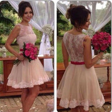Load image into Gallery viewer, Lace Tulle Cute Fashion Scoop A-Line Sleeveless Homecoming Dress Short Prom Dress RS879