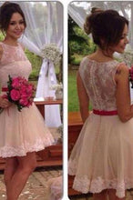 Load image into Gallery viewer, Lace Tulle Cute Fashion Scoop A-Line Sleeveless Homecoming Dress Short Prom Dress RS879