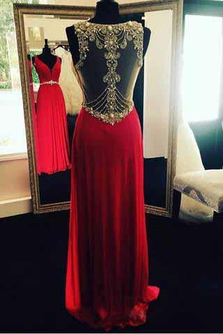 Red Open Back Backless Sparkle Long Open Backs Prom Dress Sparkly Evening Formal Gown RS939