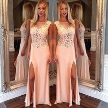 Load image into Gallery viewer, New Arrival Side Split Mermaid Scoop Sexy Sheer Long Party Gowns Women Pageant Dresses RS166