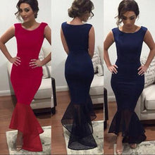 Load image into Gallery viewer, New Arrival Navy Blue Long Chiffon Square Mermaid Prom Gowns Plus Size Women Gown RS108
