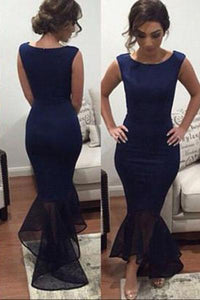 New Arrival Navy Blue Long Chiffon Square Mermaid Prom Gowns Plus Size Women Gown RS108