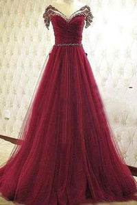 Pd61139 Charming Prom Dress Tulle Prom Dress Beading Prom Dress A-Line Evening Dresses uk