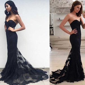 Mermaid Sexy Sweetheart Strapless Lace Sleeveless Popular Long Evening Dresses RS816