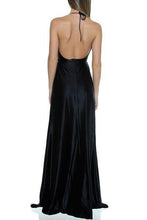 Load image into Gallery viewer, New Fashion Modest Sexy A-Line Burgundy Slit Halter Backless V-Neck Prom Dresses RS761