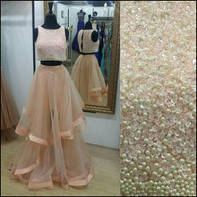 Load image into Gallery viewer, Pretty Two Pieces Beading Tulle Prom Dresses Beads Prom Gowns Cheap Prom Dress RS545