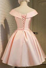Load image into Gallery viewer, 2024 lace up blush elegant Satin homecoming dress cheap pink homecoming dresses RS733