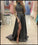 Two Pieces Beaded Gray Front Split Long Modest Prom Dresses Sparkly Prom Dresses RS675